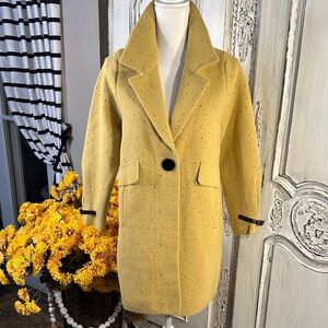 Mustard Yellow Women's Double Knit Dress Coat